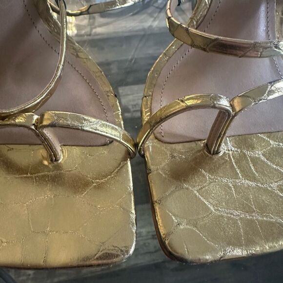 Schutz Gold Strappy Women's Sandals - Picture 6 of 13